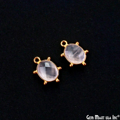 Oval 15x11mm Design Bezel Gold Plated Single Bail Gemstone Connector