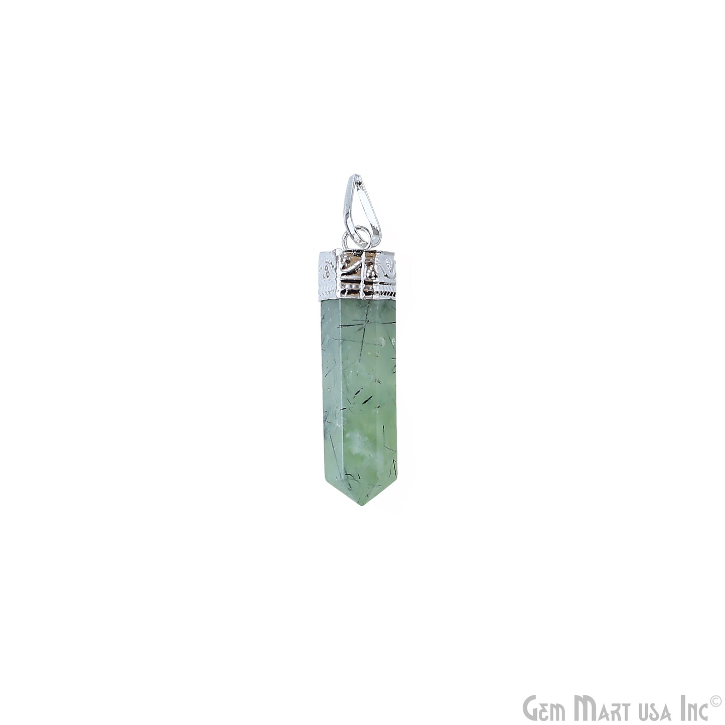 DIY Healing Gemstone 40x9mm Silver Pencil Point Ornate Pendant 1pc
