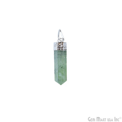 DIY Healing Gemstone 40x9mm Silver Pencil Point Ornate Pendant 1pc