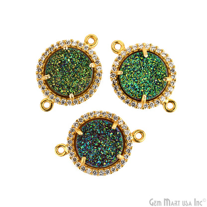 Cubic Zirconia Pave 12mm Round Gold Bail Connector