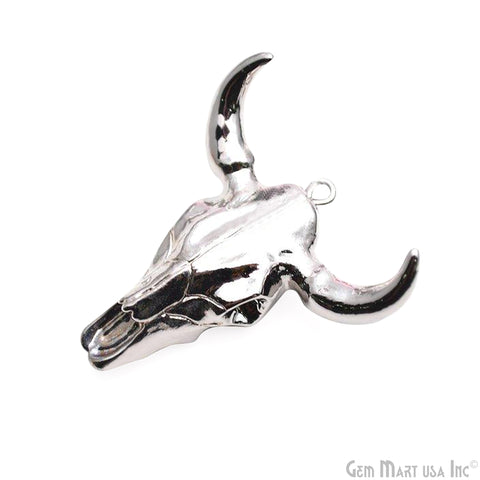 Longhorn Resin Cattle Pendant, Black Electroplated Bull Skull Horn Pendant, Bull Cattle Pendant(BPRH-50035)