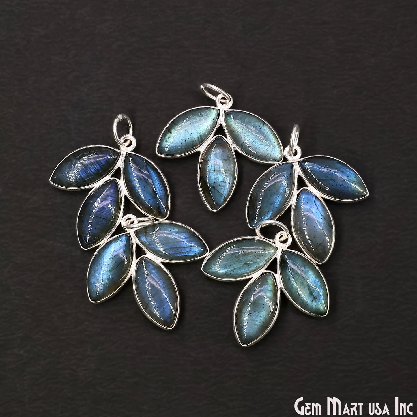 Labradorite Flower 25x23mm Single Bail Chandelier Finding Component