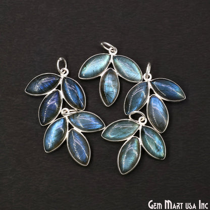 Labradorite Flower 25x23mm Single Bail Chandelier Finding Component