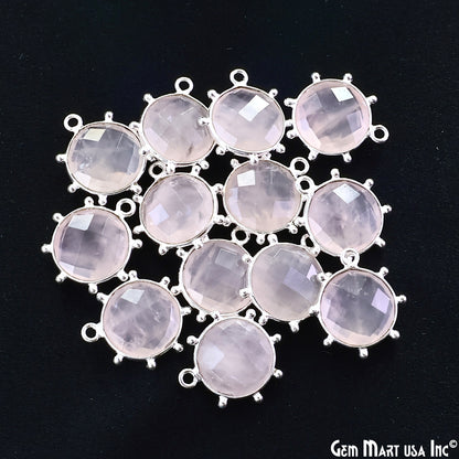 Round 17x15mm Design Bezel Silver Plated Single Bail Gemstone Connector