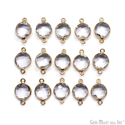 Round 10mm Double Bail Gold Plated Gemstone Bezel Connector