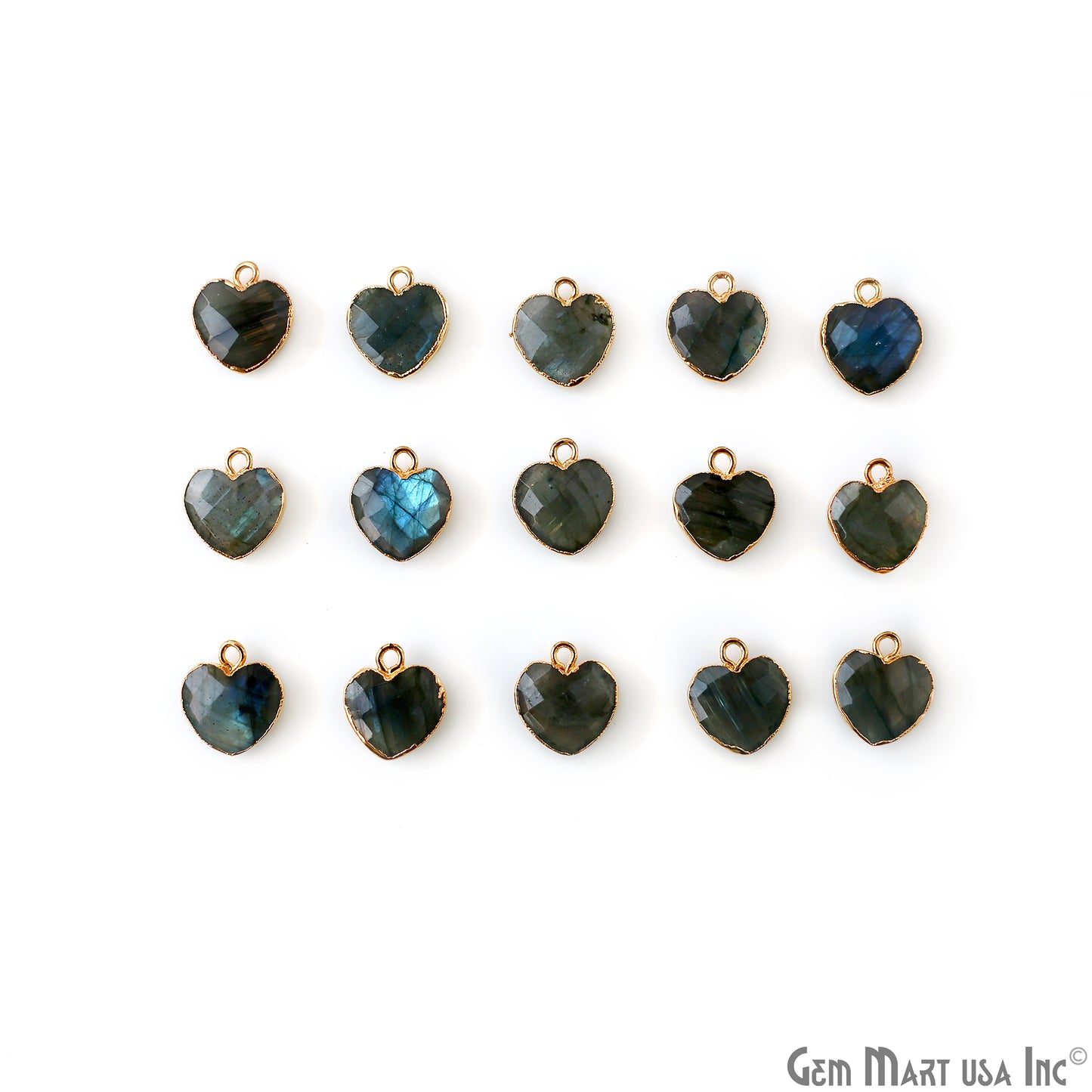 Heart Shape 13x12mm Gold Electroplated Single Bail Gemstone Connector Pendant