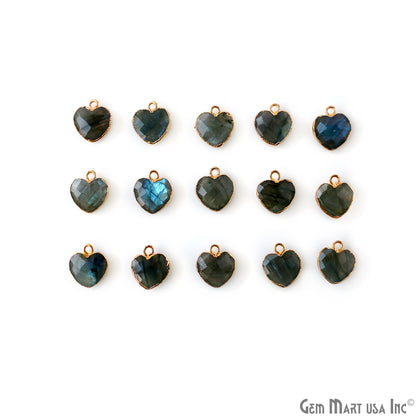 Heart Shape 13x12mm Gold Electroplated Single Bail Gemstone Connector Pendant