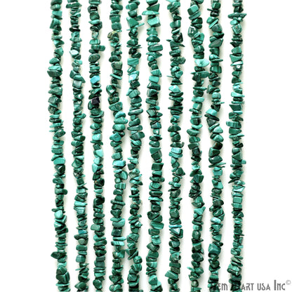 Malachite Chip Beads, 34 Inch, Natural Chip Strands, Drilled Strung Nugget Beads, 3-7mm, Polished, GemmartUSA (CHMC-70001)