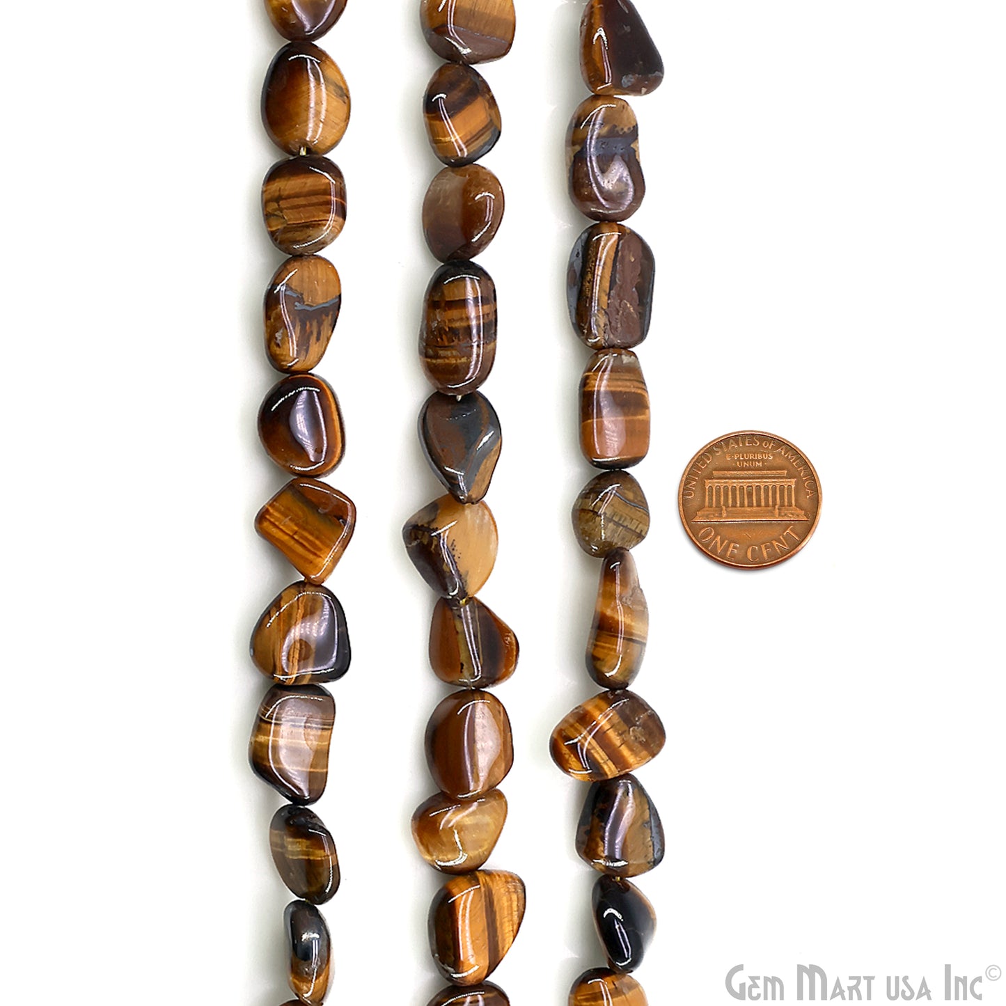 Tiger Eye Tumble Beads Free Form Drilled Beads 7-8X10-13mm Waist Beads, Rondelle Bead Strand 15 Inch