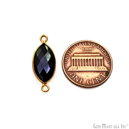 Marquise 8x16mm Double Bail Gold Bezel Gemstone Connector
