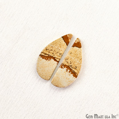 Picture Jasper Free Form Shape 25x10mm Loose Gemstone For Earring Pair