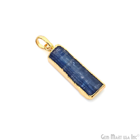 Kyanite Free Form 31x10mm Gold Electroplated Gemstone Single Bail Pendant