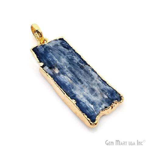 Kyanite Free Form 37x16mm Gold Electroplated Gemstone Single Bail Pendant