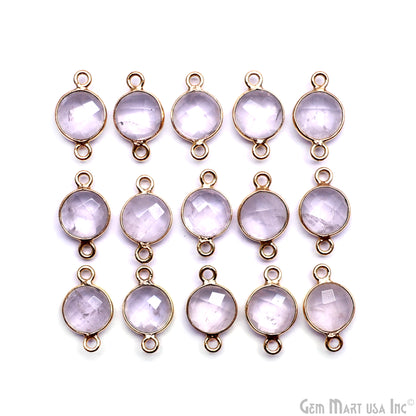 Round 8mm Double Bail Gold Plated Gemstone Bezel Connector