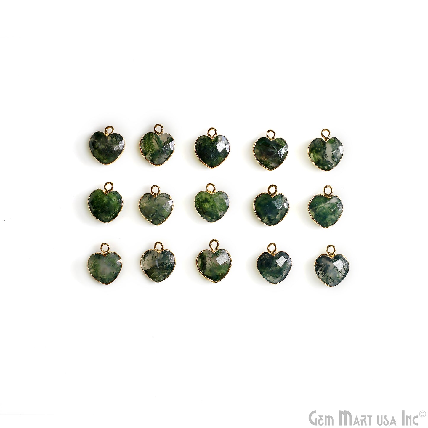 Heart Shape 13x12mm Gold Electroplated Single Bail Gemstone Connector Pendant