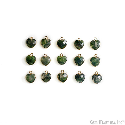 Heart Shape 13x12mm Gold Electroplated Single Bail Gemstone Connector Pendant