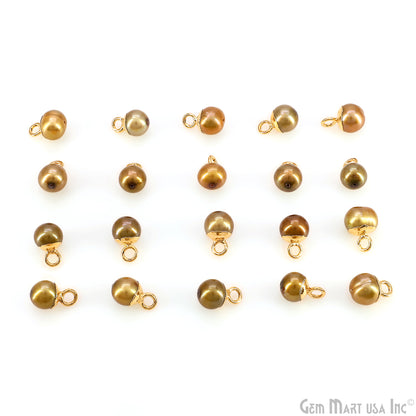 Pearl Freeform Cabochon Charm With Gold Electroplated Cap Single Bail Pendant