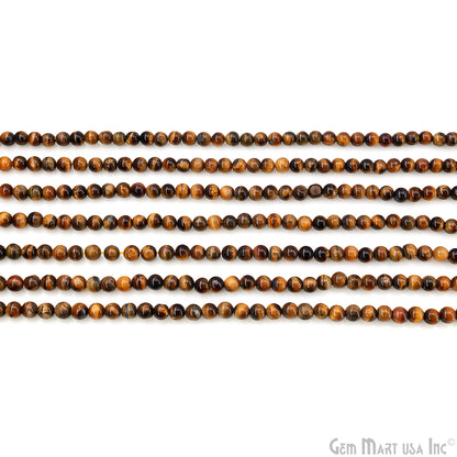 Tiger Eye Smooth Round Drilled Beads 3-5mm Waist Beads, Rondelle Bead Strand 13 Inch
