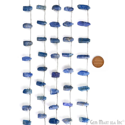 Sapphire Rough Beads, 9.5 Inch Gemstone Strands, Drilled Strung Briolette Beads, Free Form, 12x20mm