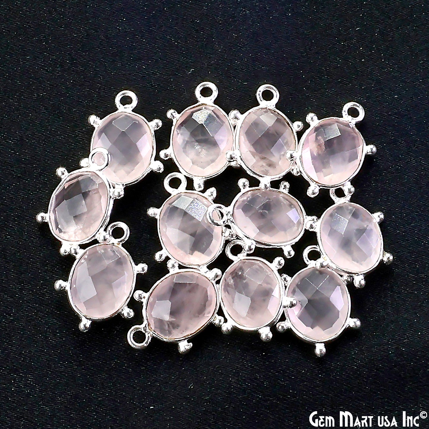 Oval 15x11mm Design Bezel Silver Plated Single Bail Gemstone Connector