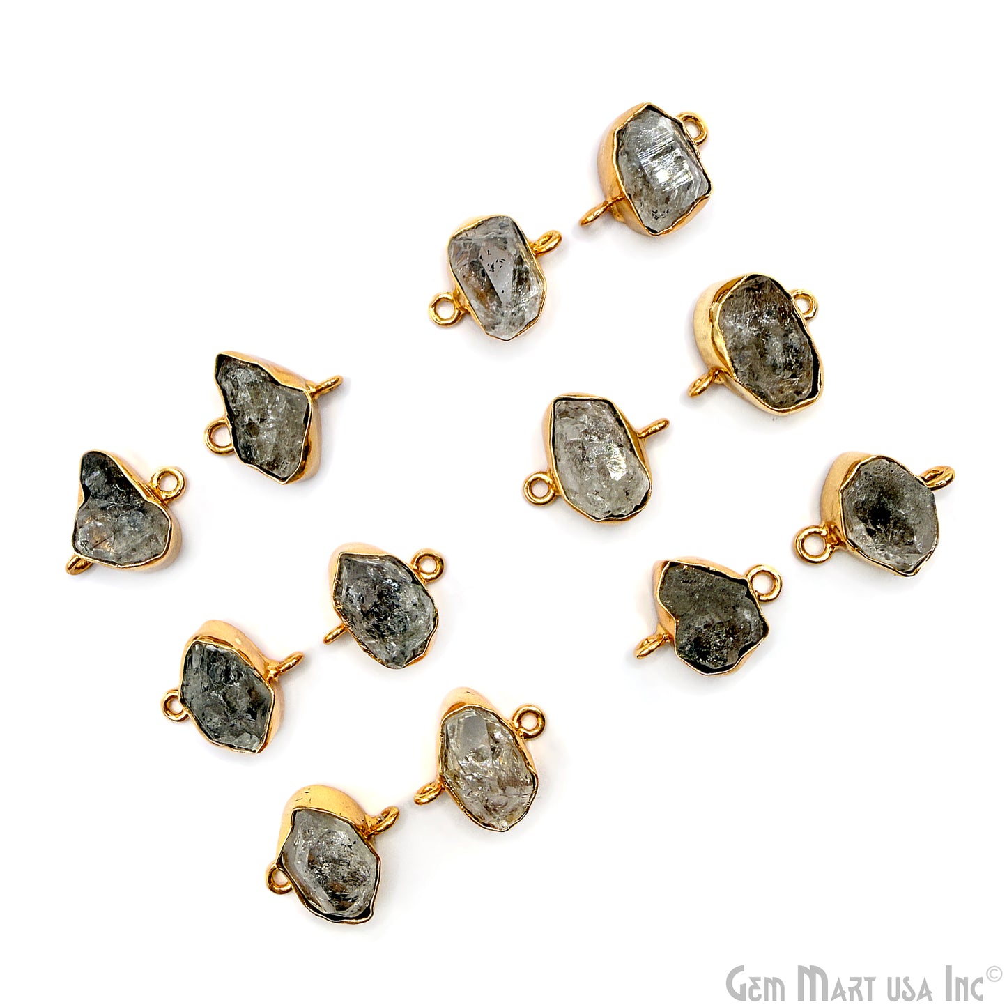 Herkimer Diamond Organic 19x15mm Gold Plated Finding Earing Connector
