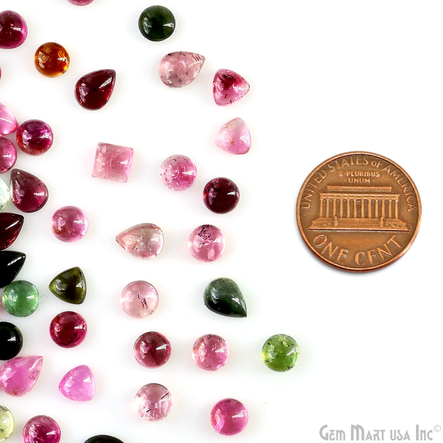 Multi Tourmaline Wholesale Gemstones, 100% Natural Semi-Precious Gems, Multi Color Cabochons Loose Gems, 5-7mm, Round and Pears, 5 Carats