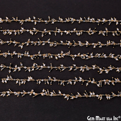 Rutilated Faceted Bead 2.5-3mm Gold Plated Cluster Beads Wire Wrapped Rosary Chain