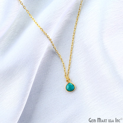 Chrysocolla Heart 6mm Gold Plated Single Bail Bezel Gemstone Connector
