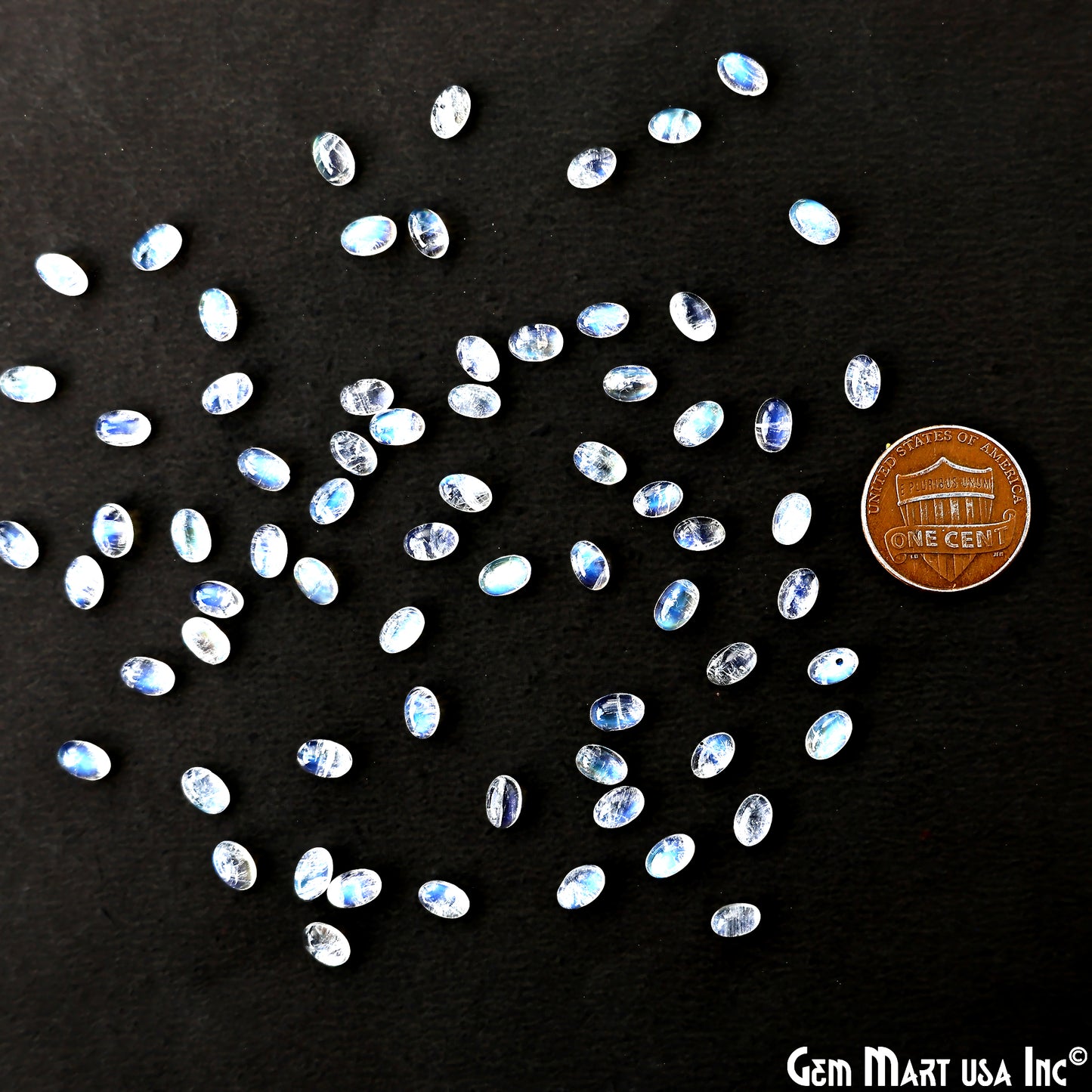 Rainbow Moonstone Wholesale Gemstones, 100% Natural Semi-Precious Gems, Rainbow Cabochons Loose Gems, 6x4mm, Oval, 5 Carats