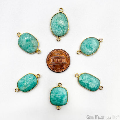 Amazonite Free Form Gold Plated Bezel Gemstone Connector 13x18mm