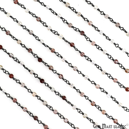 Copper Rutile Faceted 2.5-3mm Oxidized Beaded Wire Wrapped Rosary Chain