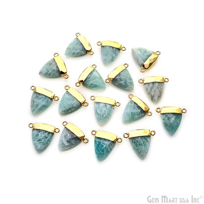 Gemstone Triangle 23x22mm Gold Electroplated Double Bail Connector