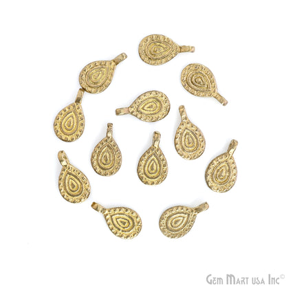 Brass Pear Shaped Vintage Pendant Charms, Gold Plated Medallion Necklace, Earring Supply, Personalized amulet for mom & her