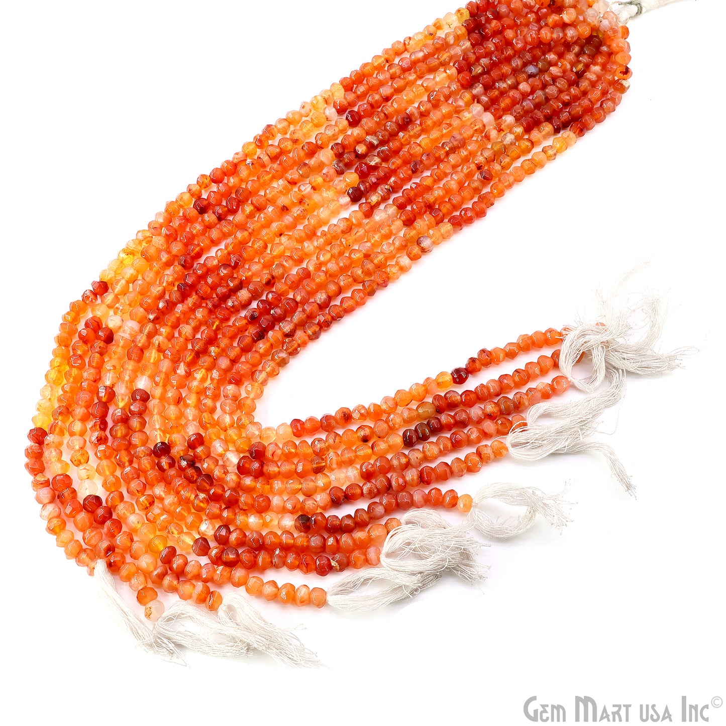 Carnelian Faceted Drilled Beads 5-7mm Waist Beads, Rondelle Bead Strand 13 Inch