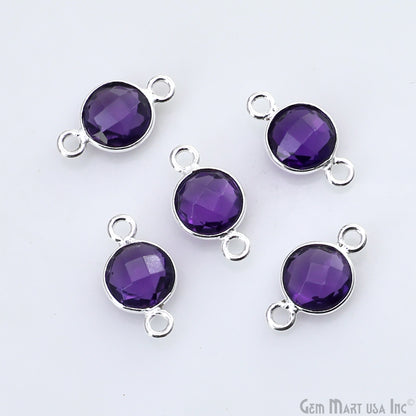 Round 7mm Double Bail Silver Plated Gemstone Bezel Connector