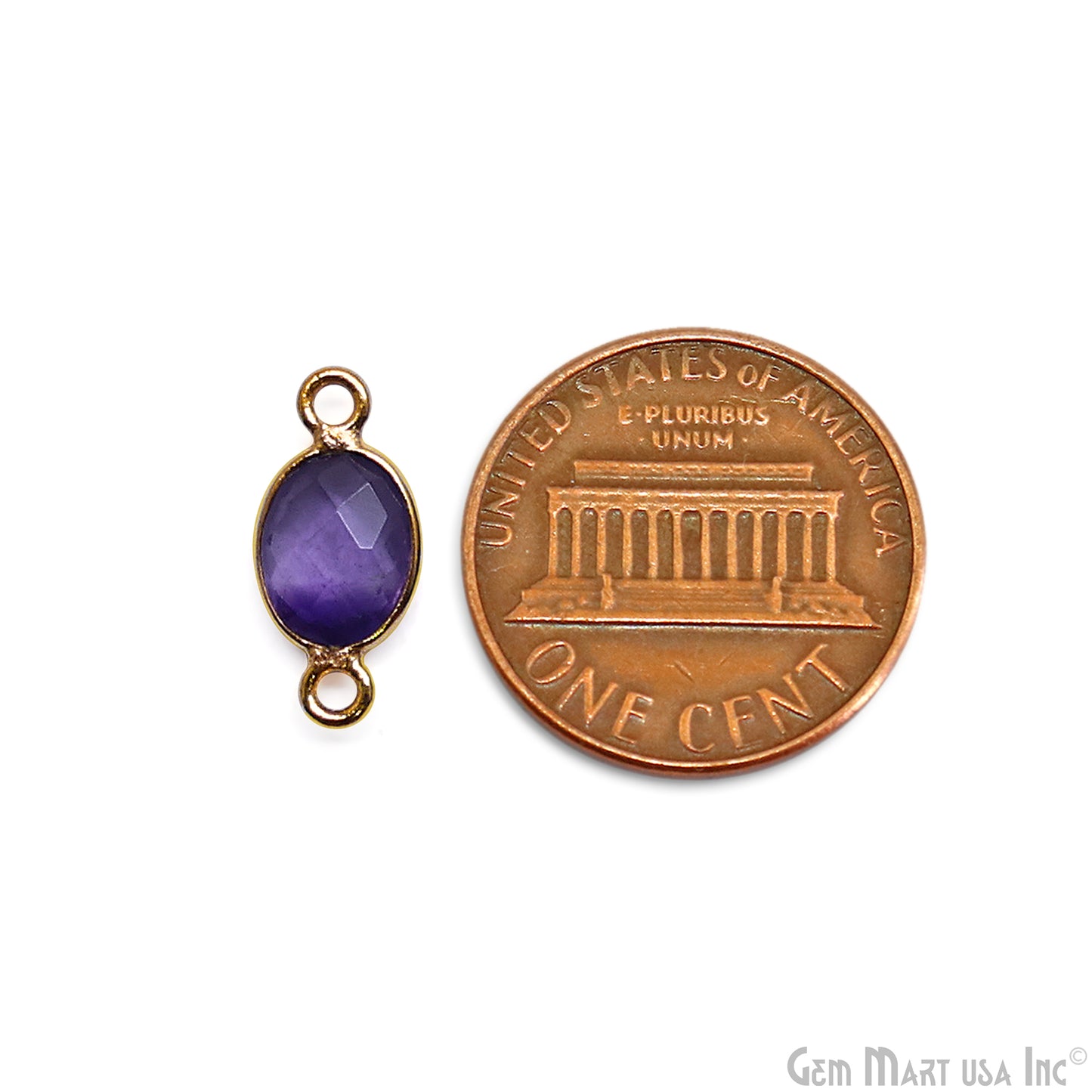 Oval 6x8mm Gold Plated Bezel Double Bail Gemstone Connector