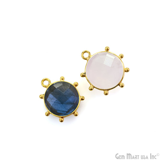 Round 17x15mm Design Bezel Gold Plated Single Bail Gemstone Connector