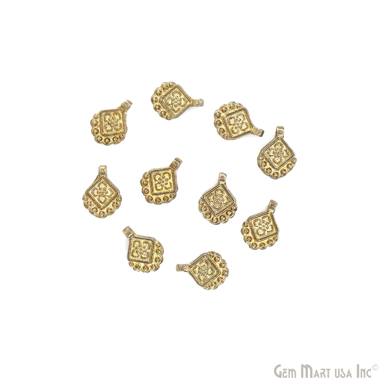 Brass Vintage Antique Pendant Brooch Charms, Gold Plated Handmade Boho Charms, Filigree Findings for Jewelry Making & Macrame