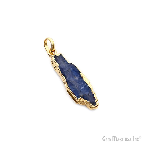 Kyanite Free Form 33x10mm Gold Electroplated Gemstone Single Bail Pendant