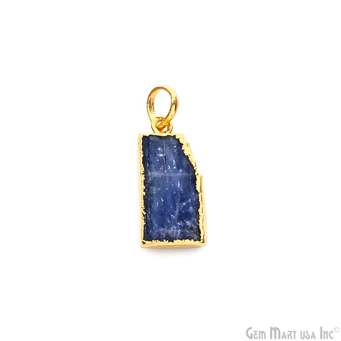 Kyanite Free Form 24x12mm Gold Electroplated Gemstone Single Bail Pendant