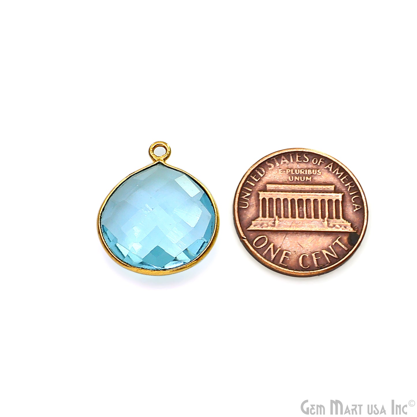 Heart 16mm Single Point Bail Gold Bezel Gemstone Connector