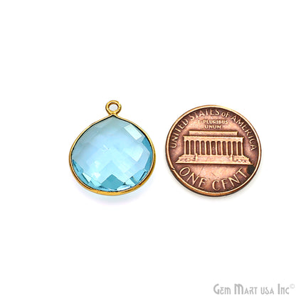 Heart 16mm Single Point Bail Gold Bezel Gemstone Connector