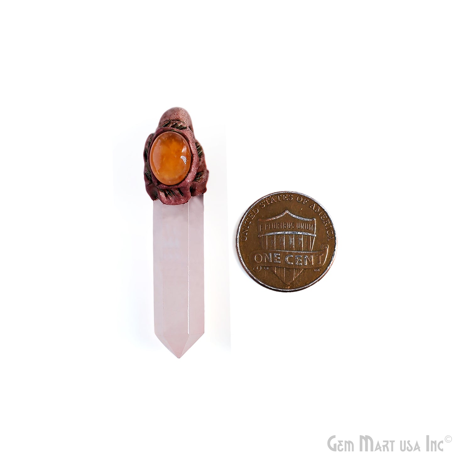 Rose Quartz with Yellow Aventurine Polymer Clay Crystal Pendant, Dowsing Clay Single Bail Pendant