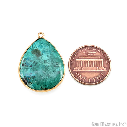 Pears 20x25mm Faceted Gold Single Bail Bezel Gemstone Connector