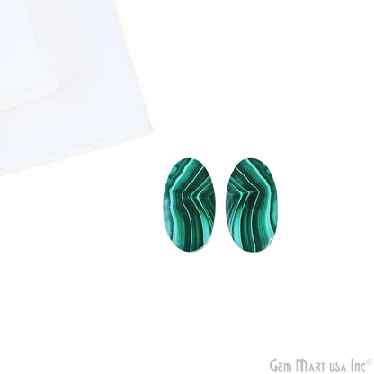 Malachite Oval Shape 28x13mm Loose Gemstone For Earring Pair