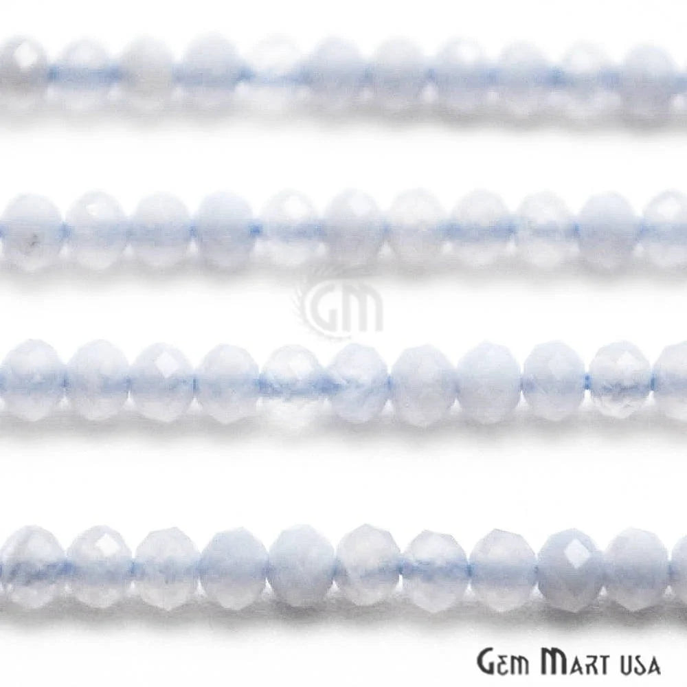 Natural Chalcedony Rondelle Beads, 12-13 Inch Gemstone Strands, Drilled Strung Nugget Beads, Faceted Round, 2-2.5mm