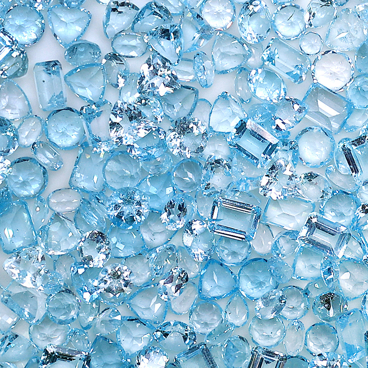 Blue Topaz Wholesale Gemstones, 100% Natural Semi-Precious Gems, Blue Faceted Loose Gems, 4-8mm, Mixed, 50 Carats