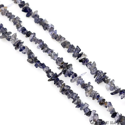 Iolite Chip Beads, 34 Inch, Natural Chip Strands, Drilled Strung Nugget Beads, 3-7mm, Polished, GemMartUSA (CHIO-70001)