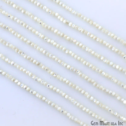 Mother of Freshwater Pearl Rondelle Beads, 12-13 Inch Gemstone Strands, Drilled Strung Nugget Beads, Faceted Round, 2-2.5mm