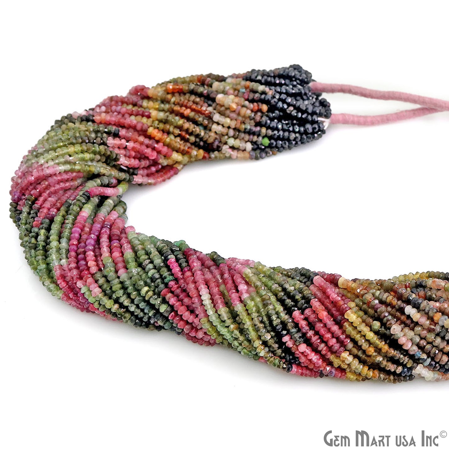 Multi Tourmaline Rondelle Beads, 13 Inch Gemstone Strands, Drilled Strung Nugget Beads, Faceted Round, 2.5-3mm